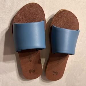 Malvados Slides Blue and Brown Comfort Sole Size 8